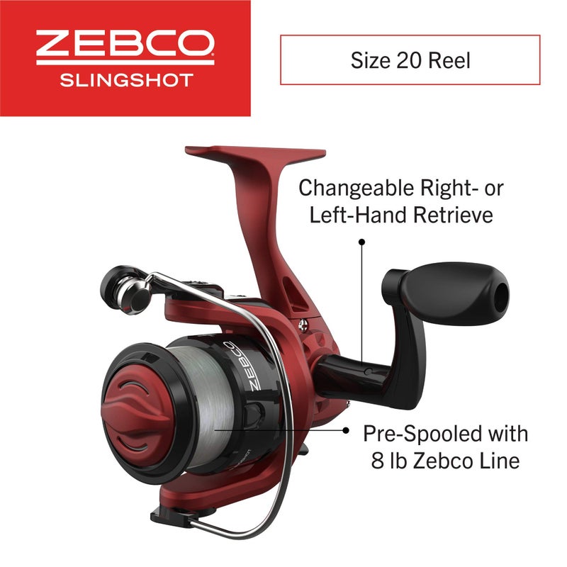 Zebco Slingshot Spinning Reel and Fishing Rod Combo, 5-Foot 6-Inch 2-Piece Fishing Pole, Size 20 Reel, Changeable Right- or Left-Hand Retrieve, Pre-Spooled with 8-Pound Zebco Cajun Line, Red - Image 3